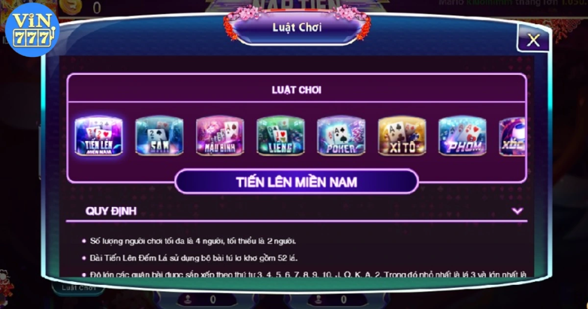 Cách Chơi Bài Tiến Lên Tại Vin777 Đơn Giản