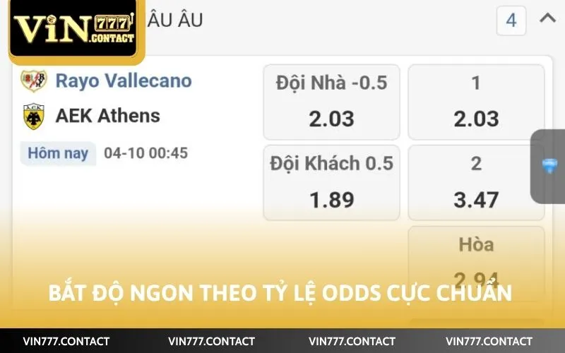 Bắt độ ngon theo tỷ lệ odds cực chuẩn