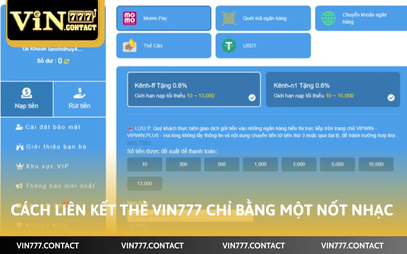 Cách liên kết thẻ Vin777 chỉ bằng một nốt nhạc