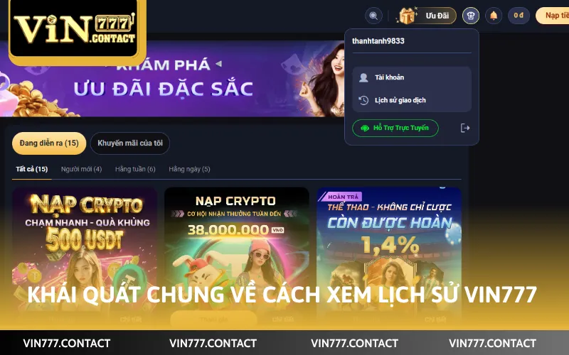 Khái quát chung về cách xem lịch sử Vin777